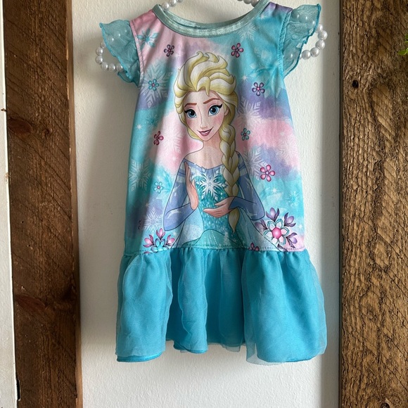 Disney Frozen Elsa Toddler Girl Pajamas Nightgown Silky Soft Short Sleeve 2T - Picture 3 of 13